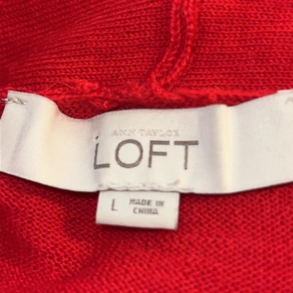 LOFT red cowl neck light red long sleeves sweater Sz L - Picture 6 of 7
